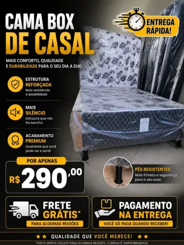 290,00 CAMA BOX CASAL FRETE GRÁTIS 