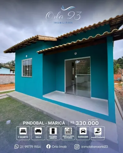 PINDOBAL, ORLA 23 IMOBILIÁRIA VENDE! EXCELENTE CASA COM AMPLO ESPAÇO EXTERNO EM MARICÁ.