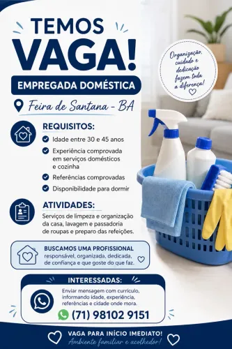 Vaga para Empregada Doméstica