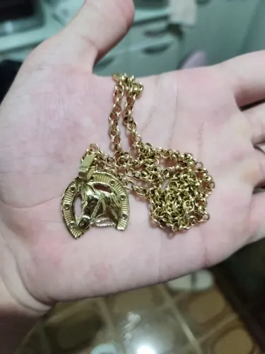 Corrente Ouro 18k Pingente de Ferradura
