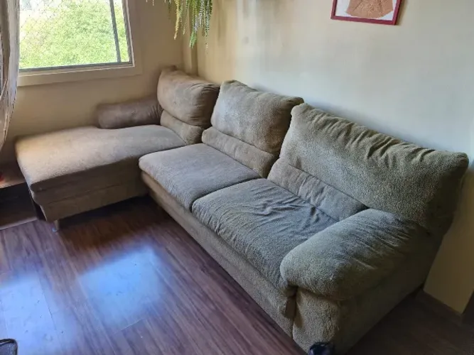 Sofá Chaise 3 Lugares Verde Musgo