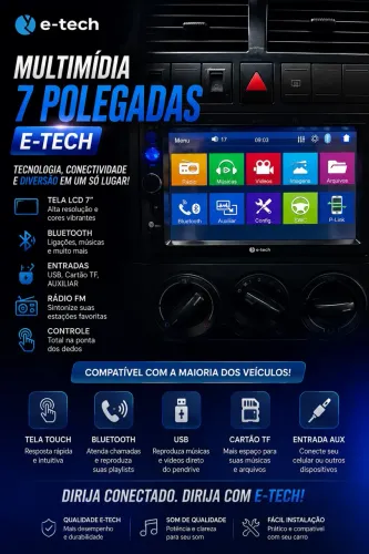 Multimídia 7 polegadas E-tech