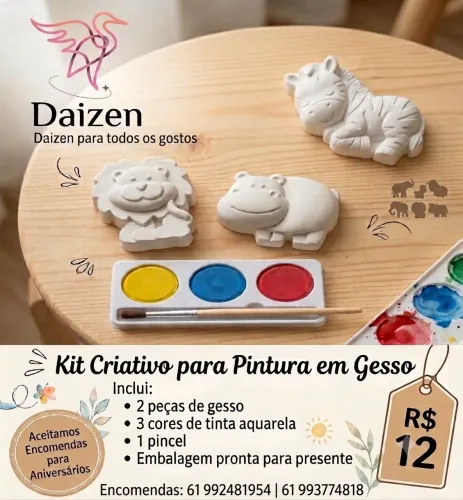 Kit Criativo em Gesso Infantil - Diversão Longe das Telas R$ 12