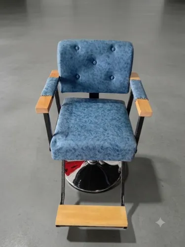 Cadeira de Barbeiro Hidráulica Retro Azul