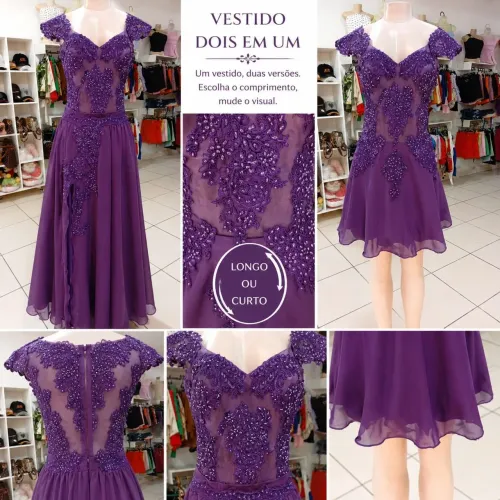VESTIDO LONGO Roxo 2 em 1
