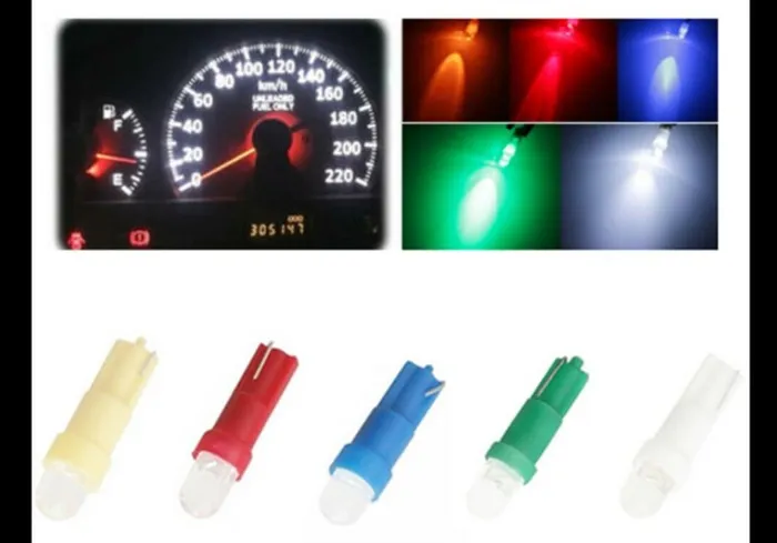 Led T5 12V T5 2 Unid 0.2w Painel De Instrumento Luz Do Carro Medidor 5 Cores COD-CP384