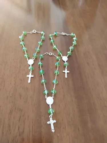 Pulseira com terço - Banho de Prata