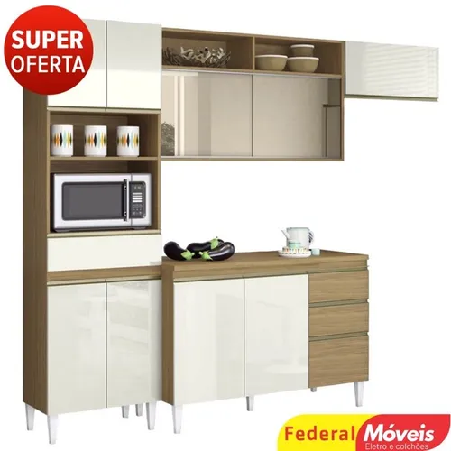 Armário de cozinha completo clara com vidro - novo na caixa - entregamos