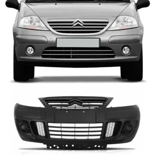 Parachoque Citroen C3 2007 à 2012 - Grade Integrada - Dianteiro Preto Liso - Loma
