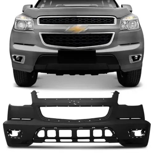 Parachoque Dianteiro Chevrolet S10 2012 à 2016 - CD / CS - Furo Farol Auxiliar - Preto DTS
