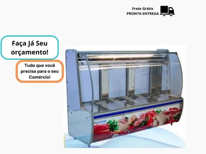Balcão de Carne Polo Frio Inox 2 metros