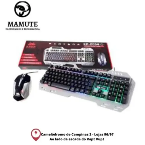 Kit Gamer Teclado Semi Mecanico E Mouse Led Usb Knup Kp-2054