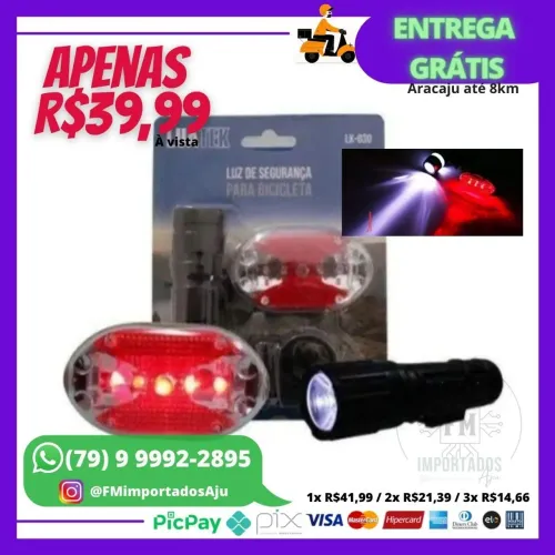 Kit lanterna luz led bicicleta bike  - Novo / Entrega Grátis Aju 8km