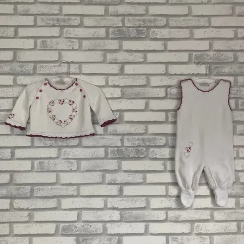 Conjuntinho Bebê Sbogodof Babies Body + Casaquinho Branco e Rosa Tamanho PP Recém Nascido