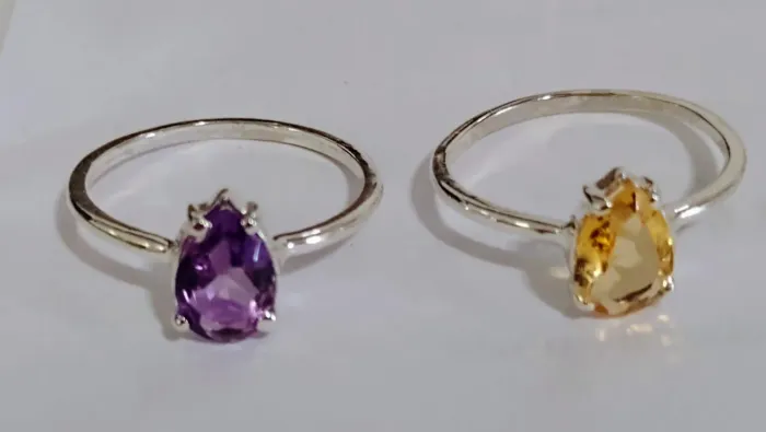 Anéis: AMETISTA, CITRINO e CRISTAIS Naturais lapidados em prata 925.. 