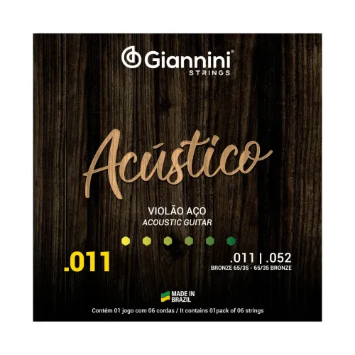 Cordas para Violão Acústico 011, Giannini - 12 Jogos, Caixa lacrada e Nova