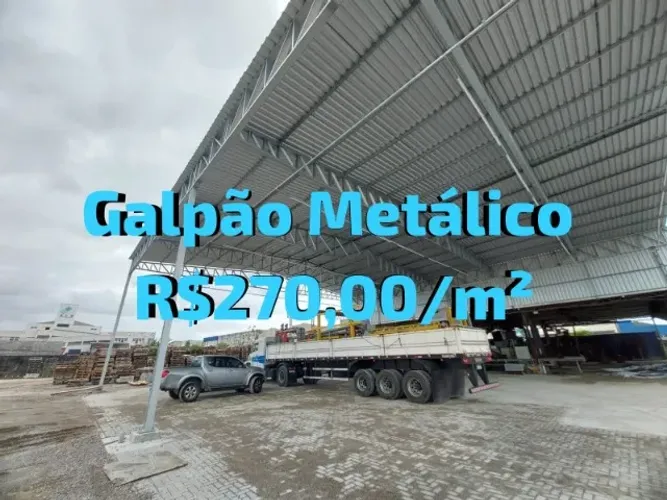 Galpão Metálico Galvanizado e Montado R$270/m²