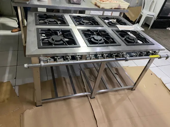 Fogão maxi inox 6 queimadores duplos pronta entrega - Marcos