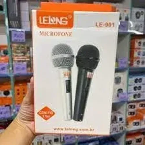 Microfone Dinâmico Kit 2 Mic Profissional Com Fio P10 2m