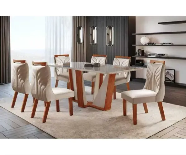 Mesa de Jantar Veneza com 6 Cadeiras 1,80x0,90m Fazemos Entrega Direto da Fabrica