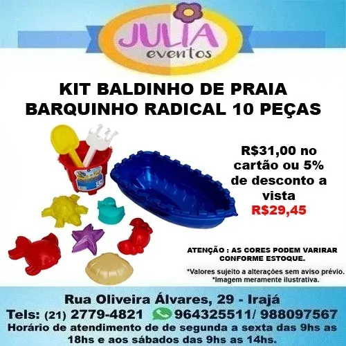 BALDINHO DE PRAIA BARQUINHO RADICAL 10 PEÇAS