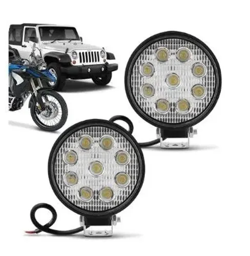 Farol Milha Led Redondo 27 W 12v 24v 32v Off Road Caminhão Barco Carreta  Geep