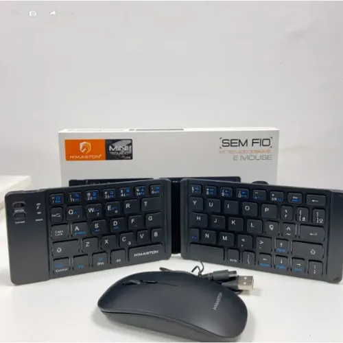 Teclado E Mouse Dobrável Pocket Bluetooth Para Dispositivos Tablte iPad e Celular HMASTON 