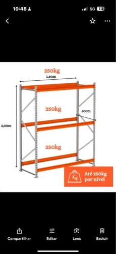 Porta Pallet 200 quilos 690,00 250 quilos 750,00