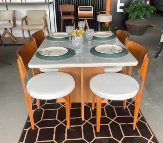 Mesa de Jantar Alice com 4 Cadeiras Maldivas 120x80 - Forte Atacadista