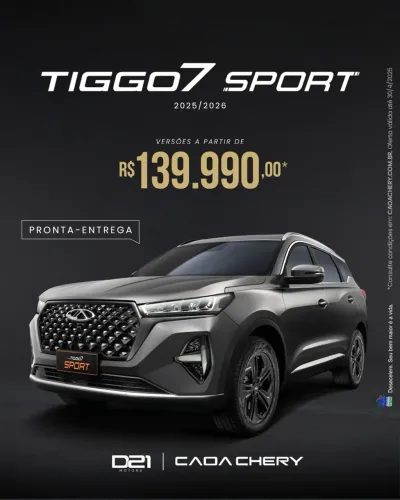 TIGGO 7 SPORT 26 - LOJA OFICIAL - Pronta Entrega! IPVA 25 ISENTO I Últimas Unidades