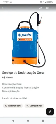 Dedetização geral  Apartir de R$: 90 reais