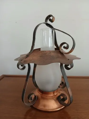 LUMINÁRIA ANTIGA EM COBRE - TIPO LAMPIÃO