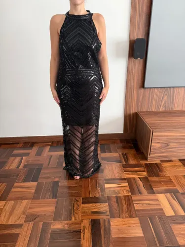 Vestido de Festa Preto Brilhante - Tamanho G