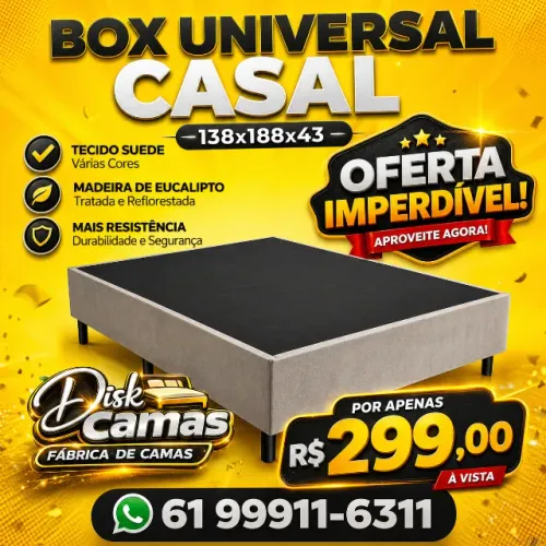 Box Universal Casal 138x188 - Qualidade, Resistência e Conforto por um Preço Imperdível!