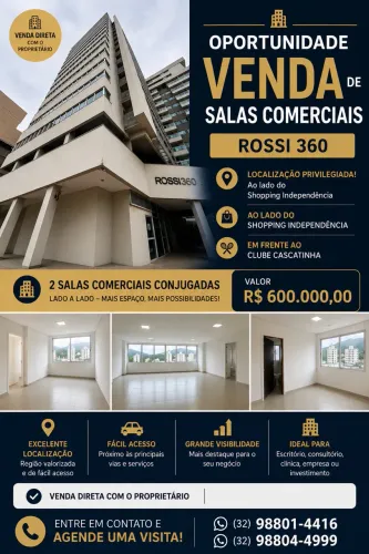 Venda 2 Salas comercial Rossi 360 lado a lado