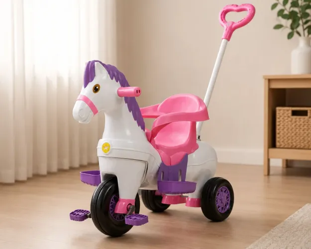 Carrinho De Passeio e Pedal Infantil Potó Cavalinho Calesita
