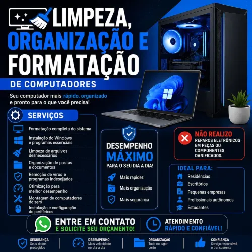 Limpeza organização e formatação de computadores