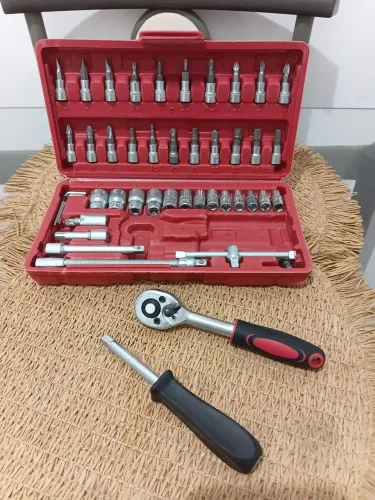 Kit de Ferramentas 46 Peças | Soquetes e Bits com Catraca 1/4?