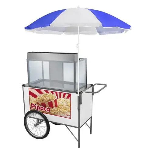Carrinho de Pipoca Cefaz Simples Branco Rodas de Bicicleta BL32RB/GS