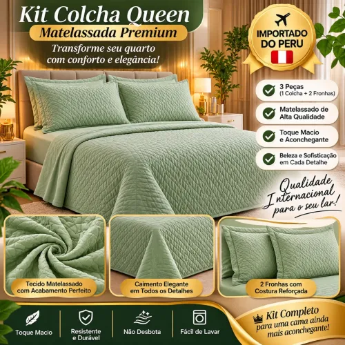Cobre-Leito Queen Importado 3 Peças - Luxo e Elegância para Sua Cama