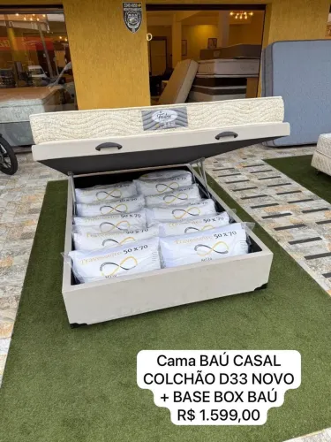 Cama Baú Casal Colchão D33 NOVO - ENTREGO 
