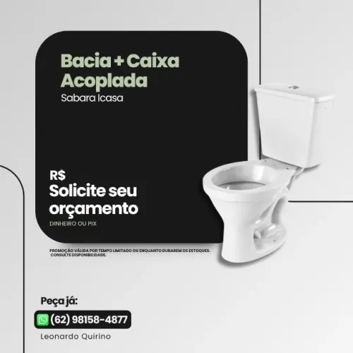 Vaso Sanitário Bacia + Caixa Acoplada Duplo Acionamento branca SABARA ICASA