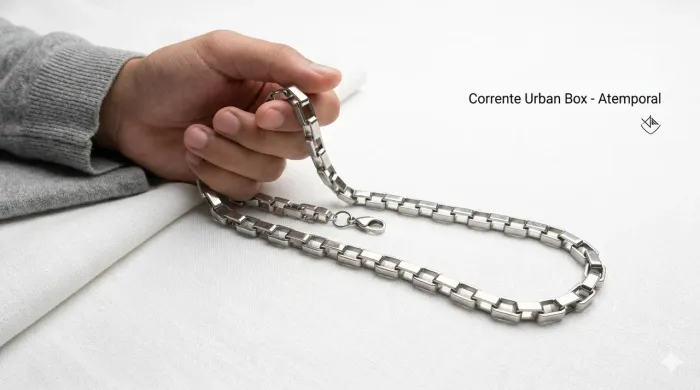 Corrente cor de prata inoxidável 