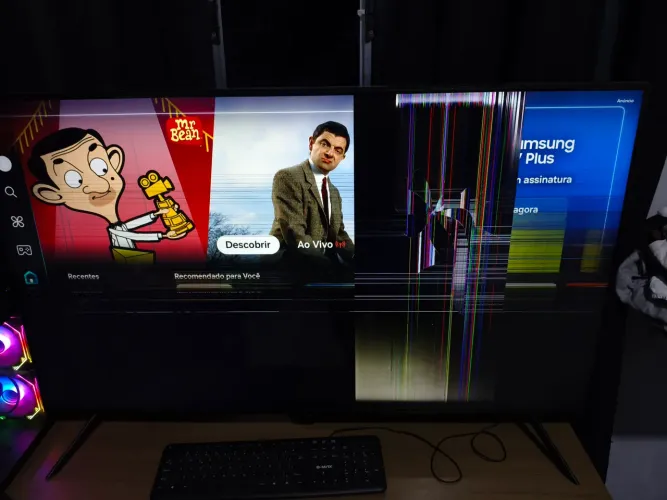 tv 4k samsung crystal display quebrado, venda para retirada de peças