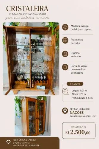 Cristaleira madeira rústica