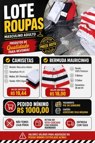 Lote de roupas NOVAS para Lojistas.