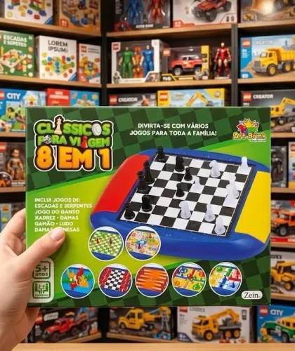 tabuleiro de 9 jogos ludo dama xadrez 18cm