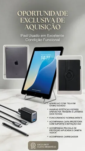 ipad 8 geração 32gb + capa, película, carregador e caneta touch