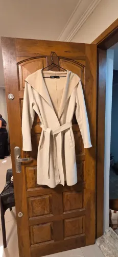 Sobretudo suede bege zara com capuz G