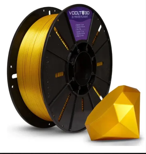 Filamento 3d PLA Cor Dourado V-SILK 1kg High Speed Voolt3D Premium By Polimus 3D